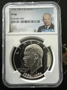 1776-1976 S NGC PF68 ウルトラカメオ プルーフ シルバー アイゼンハワー ドル 200周年記念 (1)