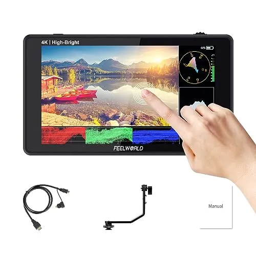 FEELWORLD 6インチ 1600Nit カメラフィールドモニター、フルHD1920x1080IPS 3D LUT 波形ベクトルスコープ ビデオモニター 4K HDMI 入力/出力 DSR カメラ LUT6E