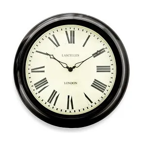 レトロ調なステーションクロックです。 ロジャーラッセル掛け時計 RogerLascelles社製 壁掛け時計 ロジャーラッセル時計 TS-STATION-BLK