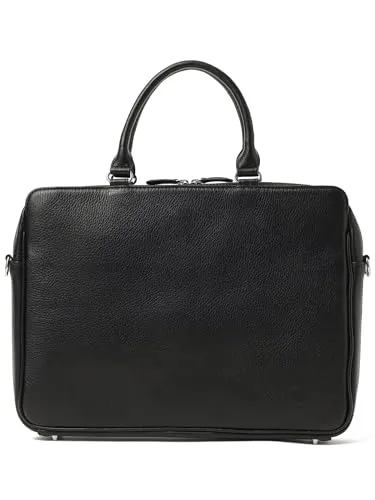 [ビームスハート] レザー・バック スリム レザー ブリーフバッグ(A4サイズ収納可能) メンズ BLACK ONE SIZE