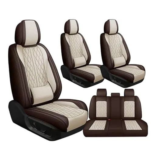 シートカバー と互換性のある トヨタ 新型 プリウス 60系 65系 プリウスphv プリウスphev 令和5年 対応 車 シートカバー 耐磨レザー 車 シートクッション 運転席 助手席 後部座席 5席セット 四季通用 軽自動車 普通車(茶米,無枕)