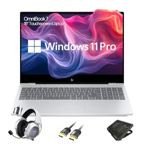 HP OmniBook 7 16インチ タッチスクリーンノートパソコン - Intel Core Ultra 7 255H、2K OLED 120Hzディスプレイ、32GB RAM、1TB SSD、AIカメラ、Wi-Fi 7、バックライトキーボード、Myt