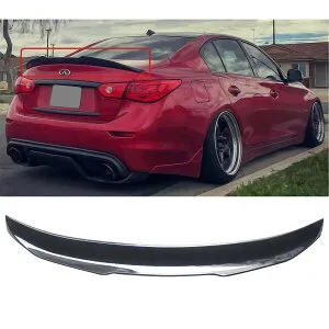 リアスポイラー インフィニティ INFINITY Q50 Q50S / 日産 スカイライン V37 2014-2023 PSM型 新型 カーボン調 塗装済み リアウイング ABS製 スポーツ感 トランクスポイラー リアアンダースポイラー カ