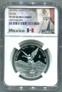 NGC-PF69 UltraCameo 2010-Mo プルーフ 1/2-ONZA シルバー LIBERTAD - 希少品