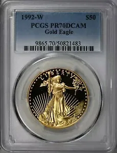 1992 W ゴールド $50 プルーフ アメリカン ゴールド イーグル ~ 1 オンス ゴールド コイン ~ PCGS PF 70 DCAM
