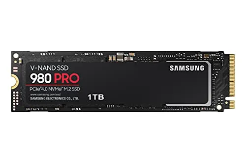 Samsung 980 PRO 1TB 最大7,000MB/秒 PCIe 4.0 NVMe M.2 (2280) 内蔵ソリッドステートドライブ (SSD) (MZ-V8P1T0)。