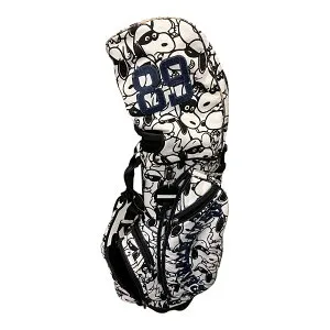 ■PEARLY GATES キャディバッグ スヌーピー ピーナッツ 総柄 ゴルフバッグ 口枠5分割 使用感あり フチ剥がれあり ロゴ刺繍2423500