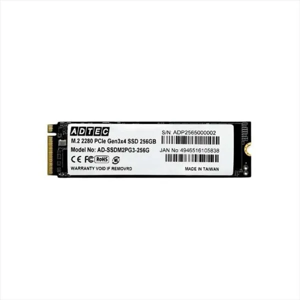 代引不可 SSD M.2 NVMe PCIe Gen3x4 (2280) 256GB ADTEC AD-SSDM2PG3-256G