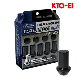 NV350キャラバンワゴン ホイールナット KS2E26 KS4E26 M12xP1.25 テーパー座用 ヘプタゴンキャリバー ブラック 24個入 KYO-EI(協永産業) HPC03K+ZHPC3Kx4
