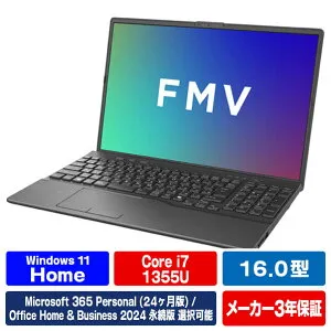 富士通 16型WUXGA/Core i5/Iris Xe グラフィックス/メモリ16GB/約256GB SSD/DVD/WiFi 7 e angle select FMV Note A ブライトブラック FMVA75K3B5 [FMVA75K3B5]【RNH】【MPAP】