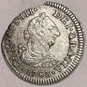 1783 メキシコ 1/2 ハーフ レアーレ ほぼ未流通 AU コイン #11507