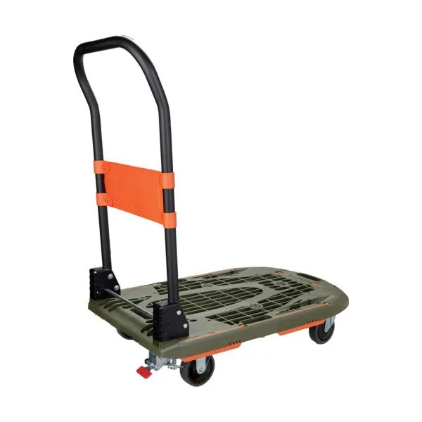 トラスコ中山(株) TRUSCO 樹脂台車 カルティオ 780X490 折畳 オリーブドラブ スチールストッパ