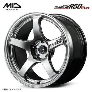 17インチ 4H100 7.5J 7.5J+45 4穴 MIDレーシング R50 EVO ホイール (1本/2本/4本) ハイパーシルバー MID WHEELS MID RACING R50 EVO 送料無料 MIDホイール