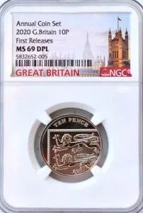 2020年 10ペンス 10ペンス NGC MS69 DPL 英国コイン 未流通 シールドなし 良品