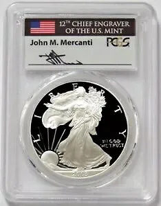 2003 W アメリカン シルバー イーグル マーカンティ サイン入り $1 プルーフ 1 オンス コイン PCGS PF 70 DCAM