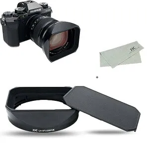 メタル 正方形 レンズフード + フードキャップ Fujifilm XF 16-80mm F4 R OIS WR レンズ & XF 16-55mm F2.8 R LM WR II レンズ用 クリーニングクロス 付き
