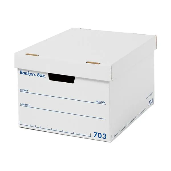 フェローズ バンカーズボックス ７０３ｓボックス Ａ４ ふた付 ホワイト／ブルー １００６００１ １セット（９個：３個×３パック）