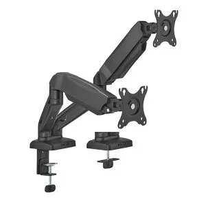 グリーンハウス GH-AMET2HC-BK モニターアーム 17～32インチ対応 2画面 メカニカルスプリング クランプ・グロメット式 ブラック