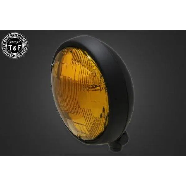 4022600 ガレージT&F 5.75in プレートヘッドライト(マットブラック)イエローレンズ+ステーC イントルーダーLC250 JP店