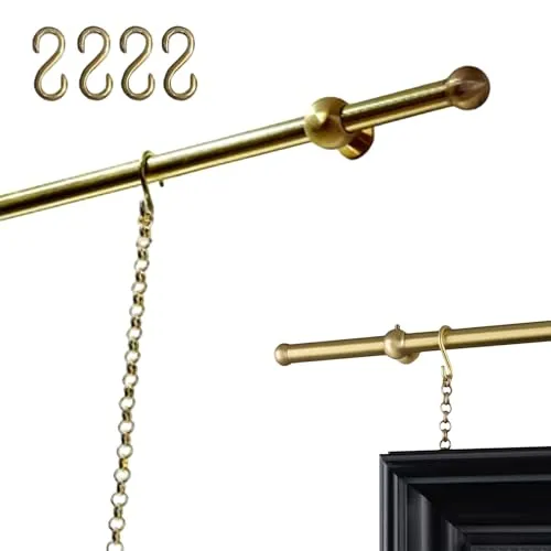 フランス風 真鍮製 絵画レール 壁面ギャラリーレール スライドフック式 絵画吊りシステム チェーン＆Sフック付き 複数の絵画を同時展示 自宅ギャラリー 別荘 画展会場に オイルペインティング キャンバスアート ミラー対応(1.70m (66.9in))