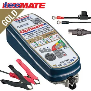 国内正規品 バッテリーチャージャー テックメイト GOLDシリーズ オプティメイト6 オプティメート6 OptiMate6 TM-387 12V/24V 鉛AGM 液式 EFB スパイラルセル ゲル電池用充電器 バッテリー充電器 バイク