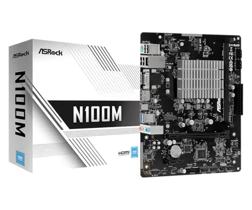 ASRock N100M Micro ATX (280) マザーボード - Intel, 1 DDR4 DIMM 2 SATA3, 1 M.2