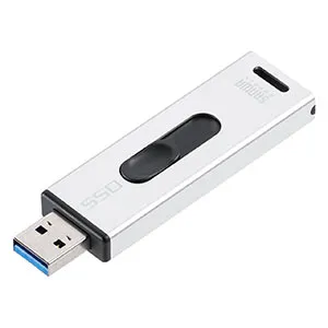 600-USSD512GS スティック型SSD 外付け USB3.2 Gen2 小型 512GB テレビ録画 ゲーム機 PS5/PS4/Xbox Series X スライド式 直挿し シルバー