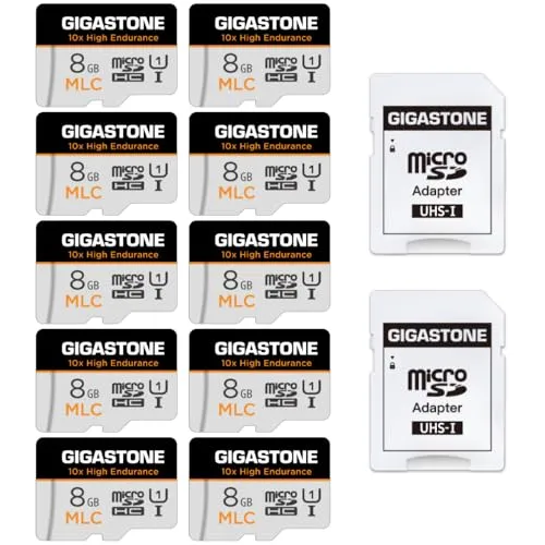 【MLC 10x高耐久】GIGASTONE マイクロsdカード 8GB 10個セット 10x High Endurance microSDHC UHS-I A1 V30 U1 C10 85MB/s MLC 高耐久 4K UHD ビデオ撮影 防犯カメラ ドラ