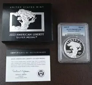 2023-P アメリカ リバティ シルバー メダル PCGS PF 69 DCAM 米国造幣局 COA 1 オンス .999