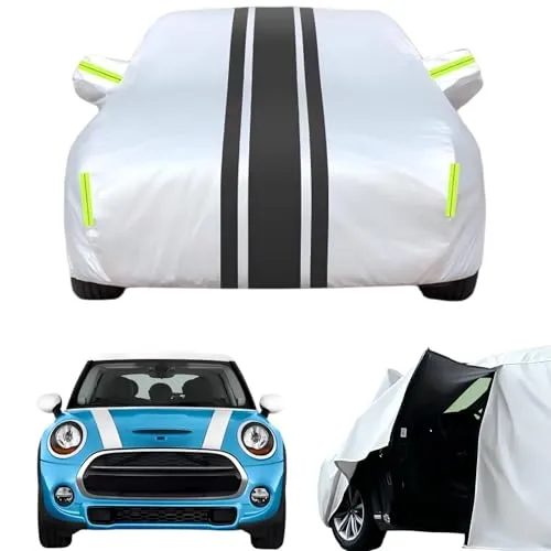 車 カバー と互換性のある ミニクーパー MINIクロスオーバー(MINI crossover) F60(2017年2月~現行) 対応 車カバー 牛津布と二色デザイン UVカット 耐候性 防雪 四季通用 ファスナー付き 反射ストライプ付き 運転席アクセス可