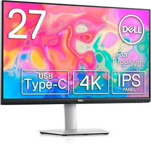 Dell S2722QC 27インチ 4K モニター (3年間無輝点交換保証/IPS非光沢/USB Type-C・HDMIx2/sRGB 99%/縦横回転・高さ調整/4ms/AMD FreeSync/スピーカー付) dell モニター 27インチ USB Type-C・HDMIx2 縦横回転・高さ調整