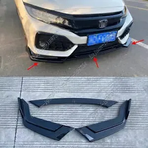 2017-20 ホンダ シビック ハッチバック 光沢のあるブラック フロント バンパー リップ ボディ スポイラー 3PC For 2017-20 Honda Civic Hatchback Glossy Black Front Bumper Lip Body Spoiler 3PC 【並行輸入品】