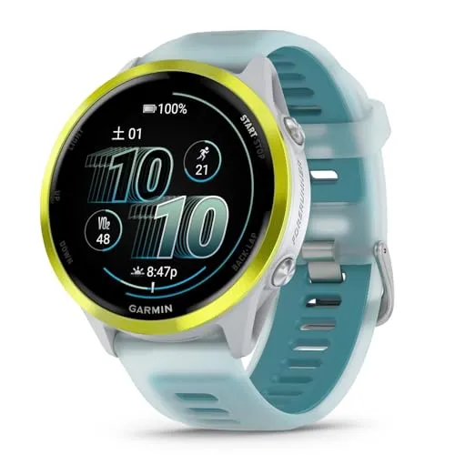 【Forerunner265後継モデル】 GARMIN(ガーミン) GPSランニングウォッチ Forerunner 570 47mm White/Amp Yellow 最大約10日間の長時間バッテリー 超軽量 色鮮やかなAMOLED大画面ディスプレイ 80