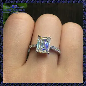 【送料無料】ネックレス 250ctエメラルドユニークmoissanite14kホワイトゴールド250ct forever emerald unique moissanite engagement ring 14k white gold over