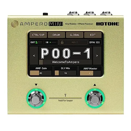 Hotone Ampero Mini MP-50 ギター ベース アンプ モデリング IR キャビネット シミュレーション 多言語 マルチエフェクト エクスプレッションペダル ステレオ OTG USB オーディオインターフェイス (MATCHA)