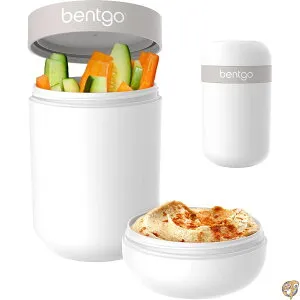 【5日最大1500円クーポン】Bentgo Snack Cup - Reusable Container with Leak-Proof Design, Toppings Compartment, and Dual-Sealing Lid, Portable & Lightweight for Work, Travel, Gym Dishwasher Safe (White)