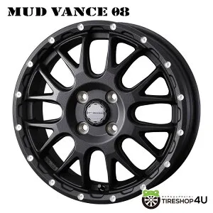 【最大P25倍】 12インチ WEDS ADVENTURE MUD VANCE08 12x4.00B 4/100 +40 FBK フリントブラックウェッズ アドベンチャー マッドヴァンス マッドバンス 軽トラック、軽バン新品アルミホイール1本価格 [4本購
