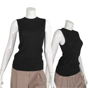 【定価￥58,000の50％OFF】【春夏物】【SALE】【正規取扱い】【送料無料】PESERICO【ペセリコ】【レディース】光沢のあるレーヨンリブニットタンクトップ・ノースリーブ/ブラック【サイズ42】