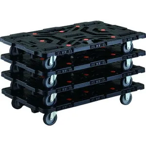 TRUSCO ( トラスコ中山 ) まとめ買い 連結式樹脂製平台車 ビートル 900X600 自在3輪 4台セット ( BT900J3-E100-M4 )