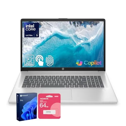 HP 17t Performance ビジネスノートパソコン 17.3インチ FHD ディスプレイ Intel Core i7-1355U 16GB RAM 1TB SSD 指紋リーダー HDMI Wi-Fi 6 バックライトKB W11P シルバー AD