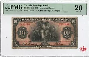 1935年 バークレイズ銀行 カナダ 10ドル Magee E130480 - PMG VF20 --