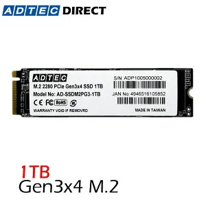 アドテック M.2 SSD 1TB 512GB 256GB PCIe Gen3x4 NVMe対応 AD-SSDM2PG3シリーズ 国内サポート付 3年保証付 高耐久