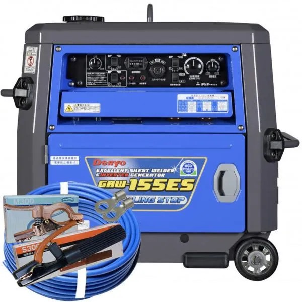 50000-048-3 (送料無料) エンジン溶接機 GAW-155ES 青色20m付属品付き 自動アイドリングストップ機能付き デンヨ－