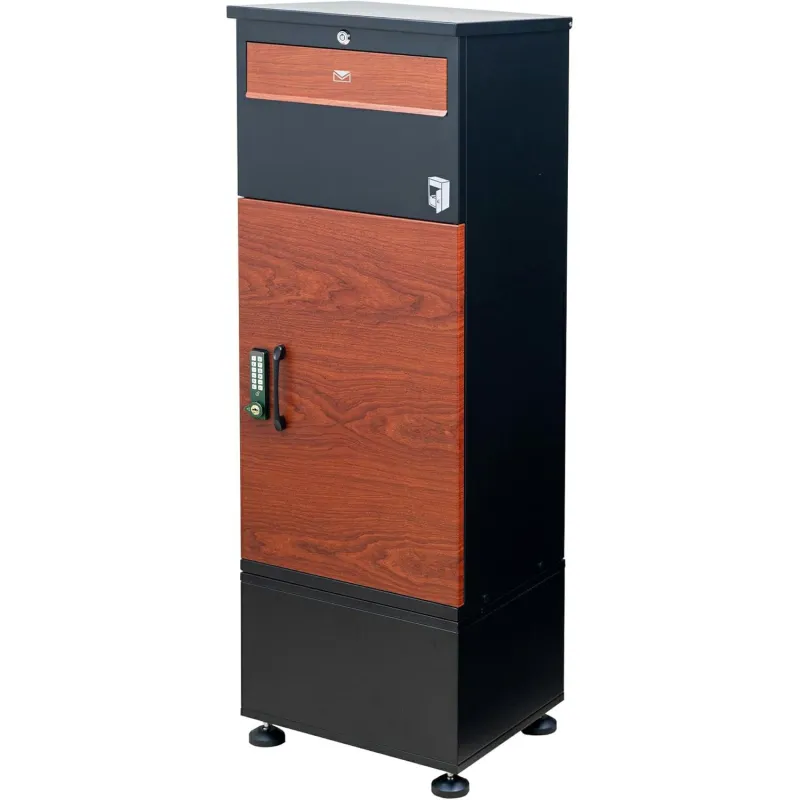 ポスト付き 宅配ボックス ルスネコボックス Premium 専用ベースセット 木目 ブラック おしゃれ 大容量 デザイン性 一戸建て用 防水 組み立て不要 完成品 るすねこぼっくす ルス猫ボックス プレミアム