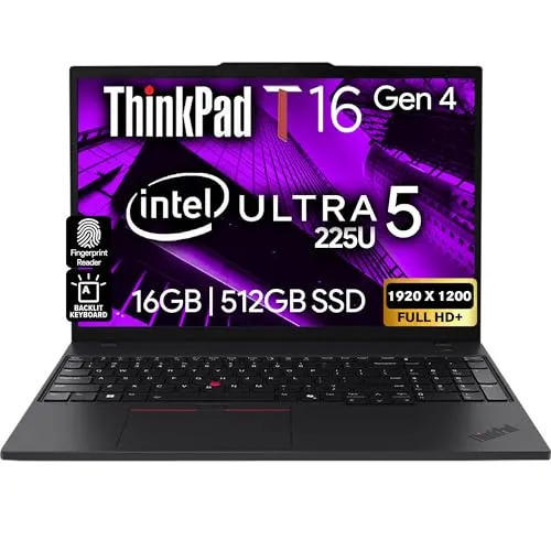 Lenovo ThinkPad T16 Gen 3 Business Laptop 16” FHD+ Display, Intel Ultra 5-125U (Beats i7-1355U), 16GB DDR5 RAM, 512GB SSD, 5MB W