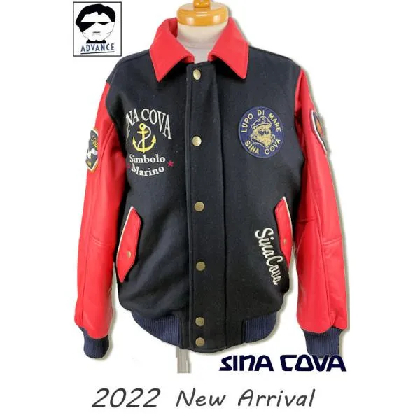 シナコバ ゴルフ スタジアムジャンパー スタジャン エンブレム ゴルフウェア 2022秋冬新作 sinacova 大きいサイズ ネイビー 22223920-660 M/L/LL