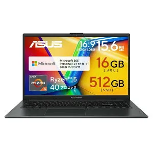 4/24新発売 ASUS ノートパソコン ASUS Vivobook Go 15 E1504FA 15.6インチ AMD Ryzen 5 40 メモリ16GB SSD 512GB Microsoft 365 Personal (24か月版) 搭載 Windows 11 バッテリー駆動 14.7時間 重量 1.63kg Wi-Fi 6E Webカメラ内蔵 ミ
