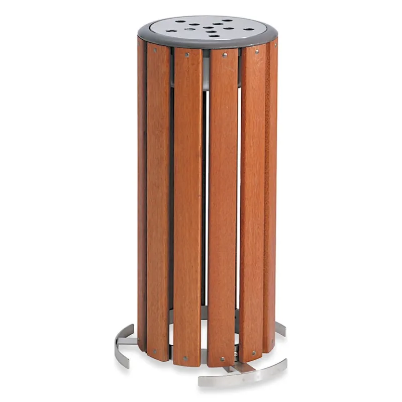 テラモト グランドコーナー 木調灰皿 M-126 3.5L 天然木 吸い殻入れ タバコ 直径350×高さ633mm