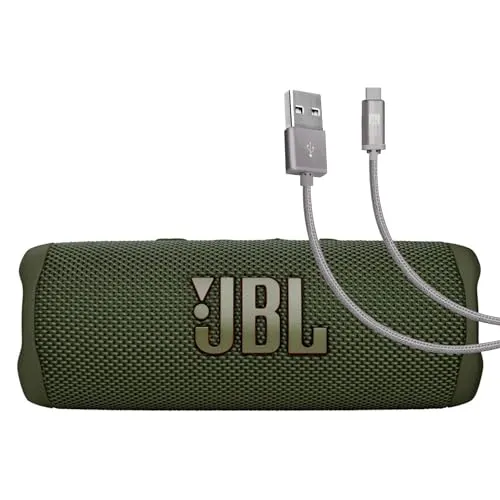 JBL Flip 6 (グリーン) + ケースロジック編組USB Type-C充電&同期バンドル(6フィート、グレー)