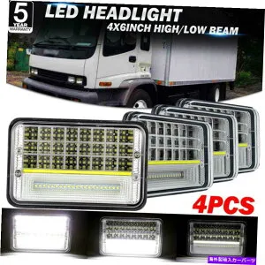 USヘッドライト GMCの井津ベーストラックのための4ピース4×6 インチLEDのヘッドライトランプHi-Lo DRLビームドット 4Pcs 4x6 inch LED Headlights Lamp Hi-Lo DRL Beam DOT for GMC Isuzu Base Truck【並行輸入品】